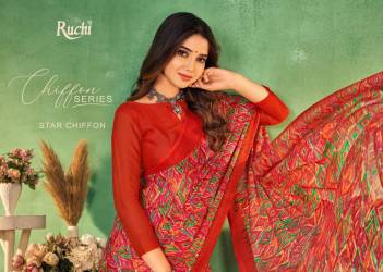 STAR CHIFFON 115TH EDITION  BY RUCHI STAR CHIFFON SAREE MANUFACTURER IN INDIA
